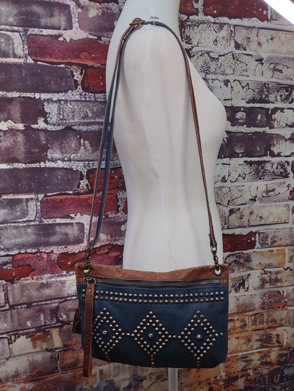 Lucky Brand Denim Studded Crossbody Bag